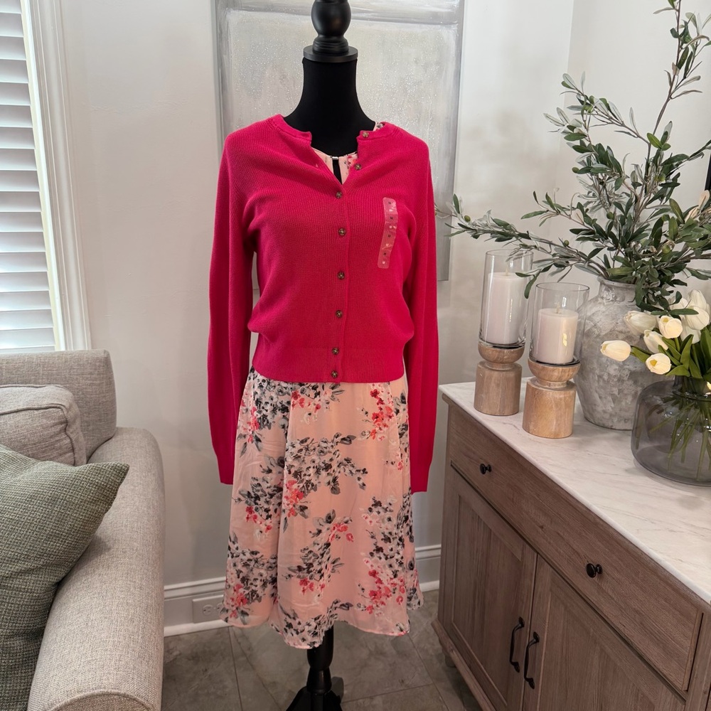 NWT Gap Bright Pink Cardigan Sweater 100% Cotton - Picture 7 of 7
